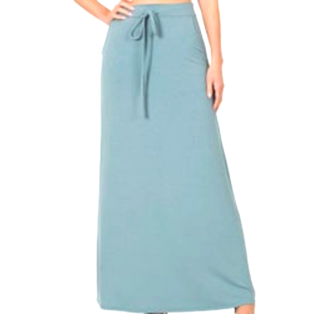 Zenana full length maxi skirt blue grey
